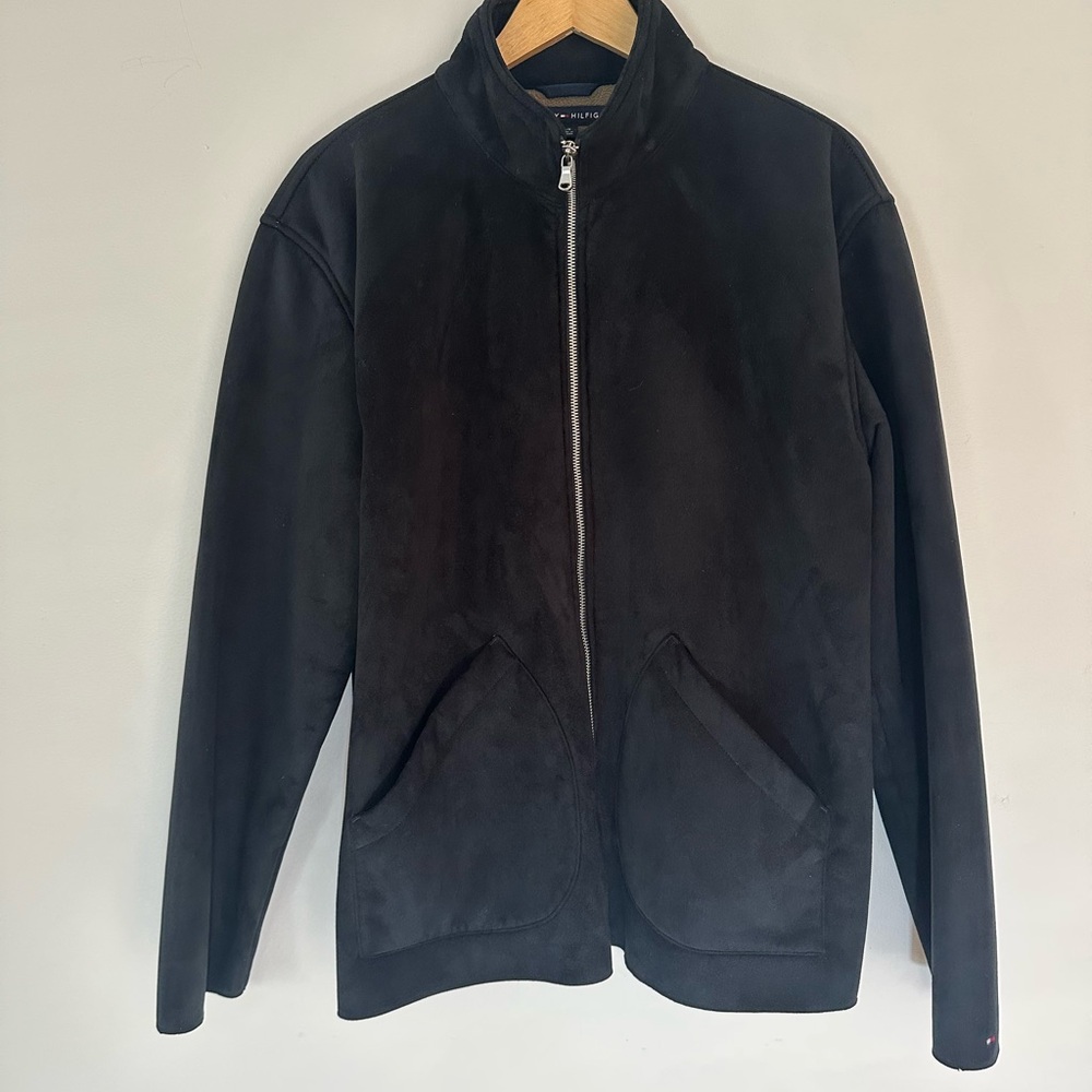 Vintage Tommy Hilfiger Black Faux Suede Men's Jacket